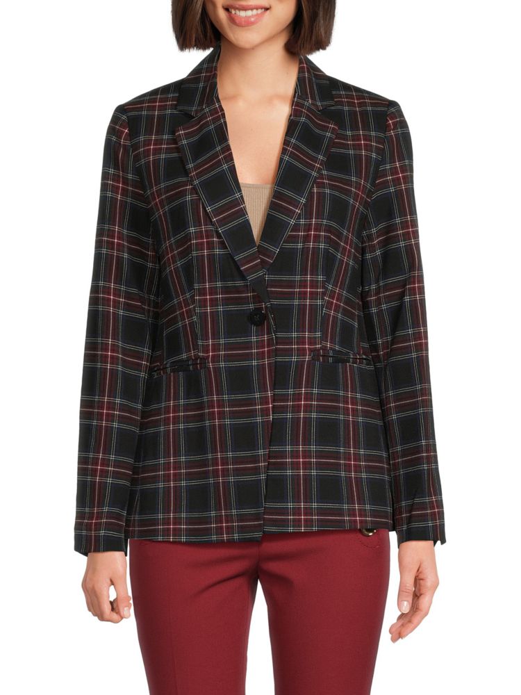 Клетчатый пиджак средней длины T Tahari, цвет Rich Carne пиджак marc point средней длины размер 46 черный