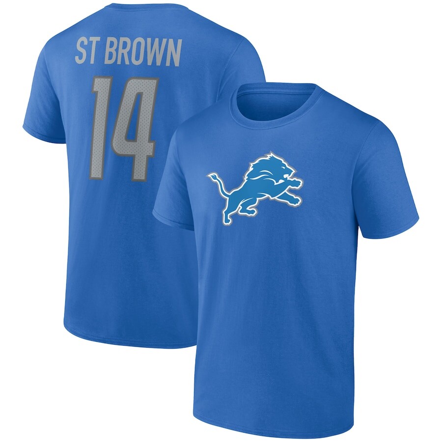 

Футболка с именем и номером Fanatics Branded Detroit Lions, синий