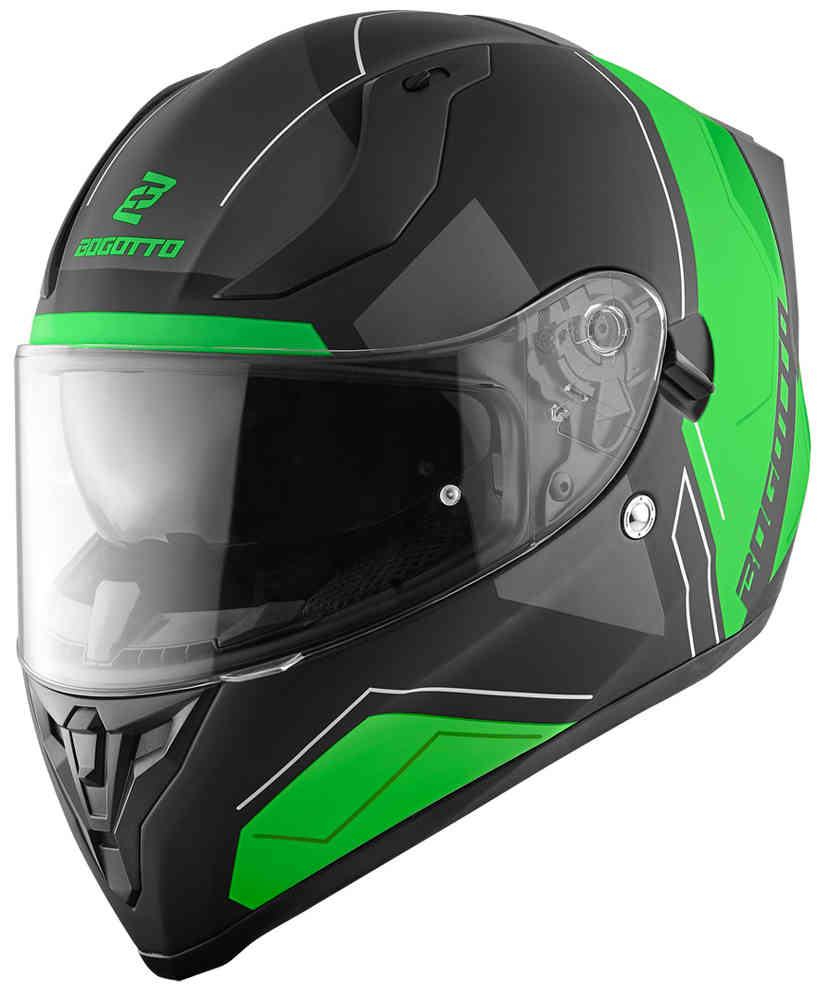 V128 Шлем Страда Bogotto, черный матовый/зеленый