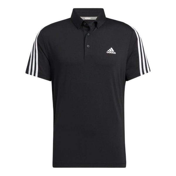 Футболка adidas Solid Color Stripe Logo Casual Short Sleeve Polo Shirt Black, мультиколор
