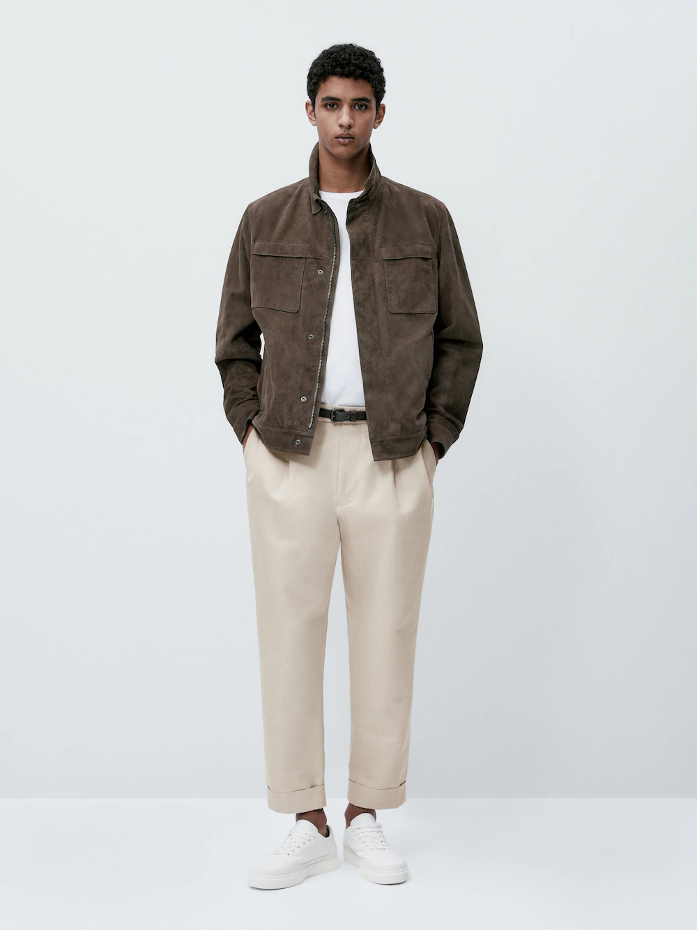 

Куртка из замши Massimo Dutti, серый