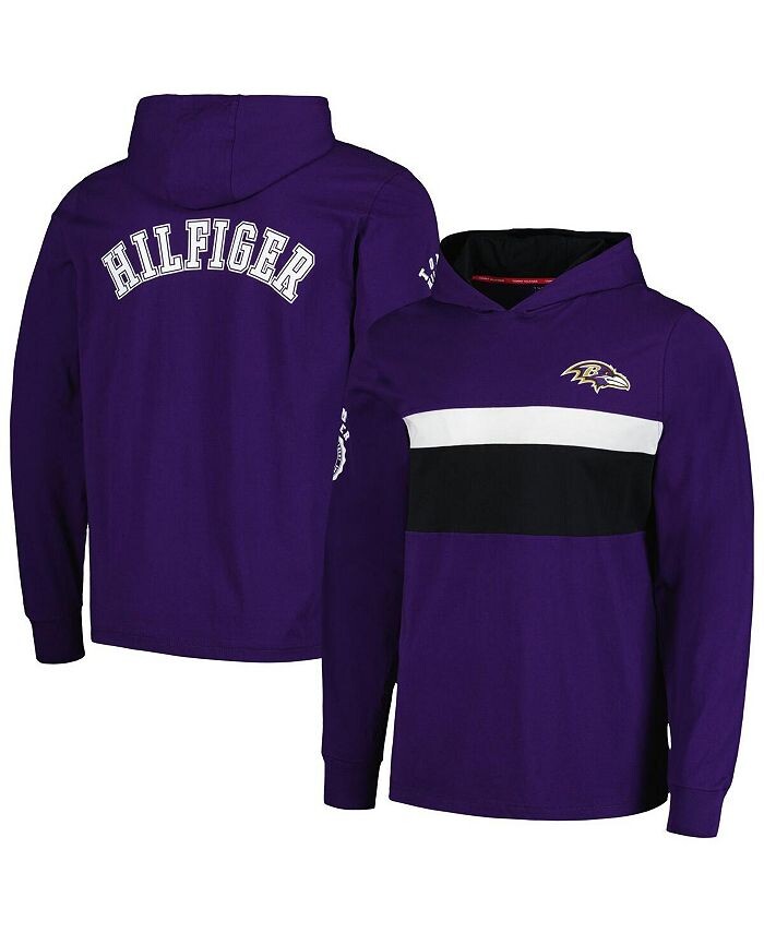 

Мужская фиолетовая футболка с длинным рукавом с капюшоном Baltimore Ravens Morgan Tommy Hilfiger, фиолетовый