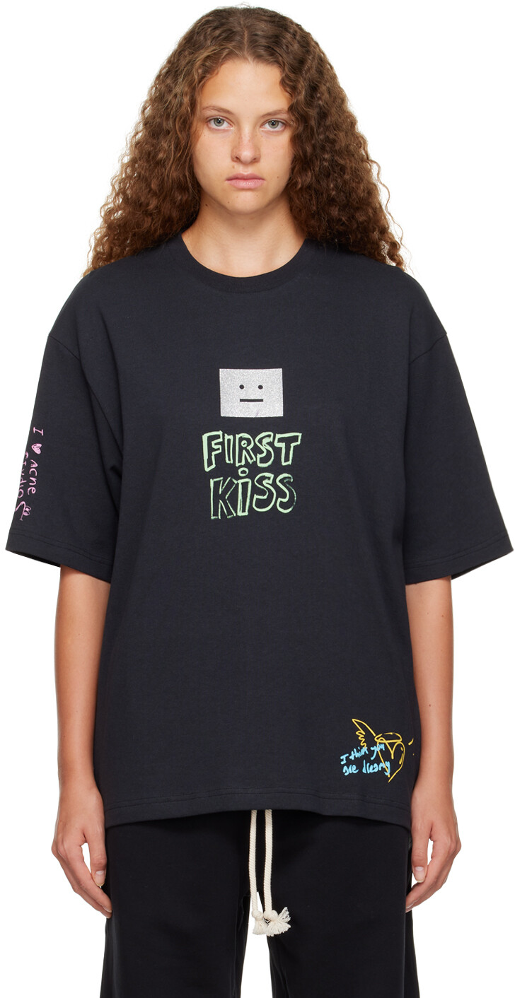 

Черная футболка First Kiss Faded Acne Studios, Черный