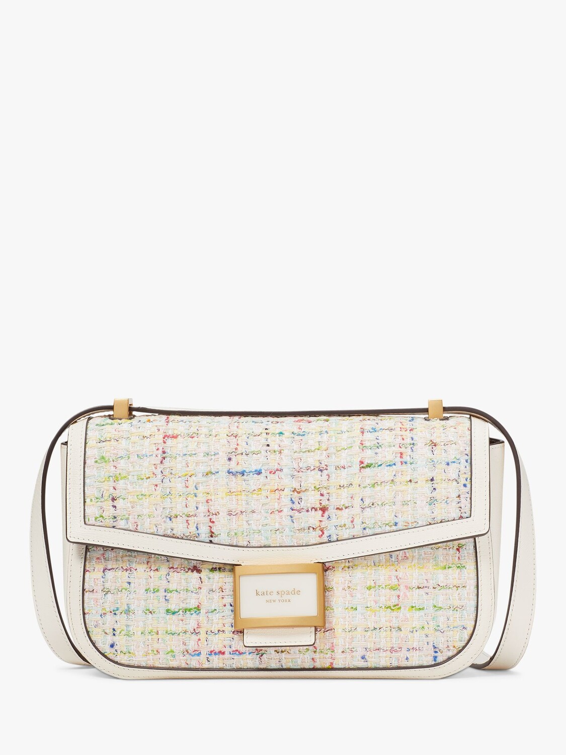 

kate spade new york Твидовая кожаная сумка через плечо Katy, кремовый/мульти