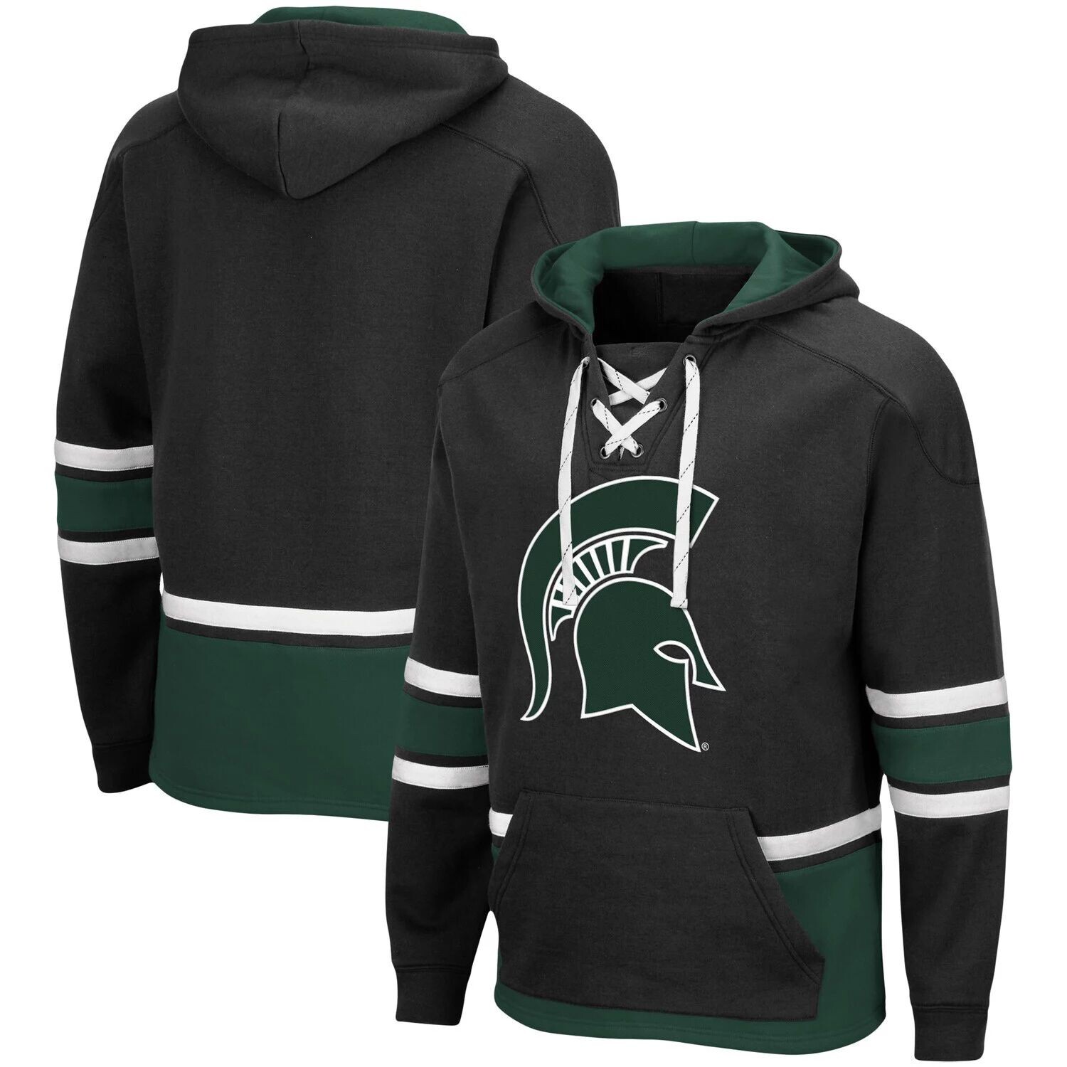 

Мужской черный пуловер с капюшоном Michigan State Spartans на шнуровке 3.0 Colosseum