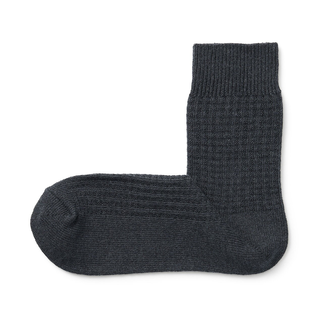 

Короткие носки прямоугольной вязки вафельной вязки (мужские) MUJI, угольно-серый