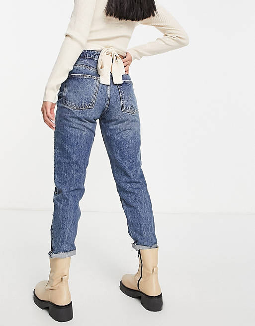 

Джинсы средней посадки с завышенной талией River Island Petite Mom