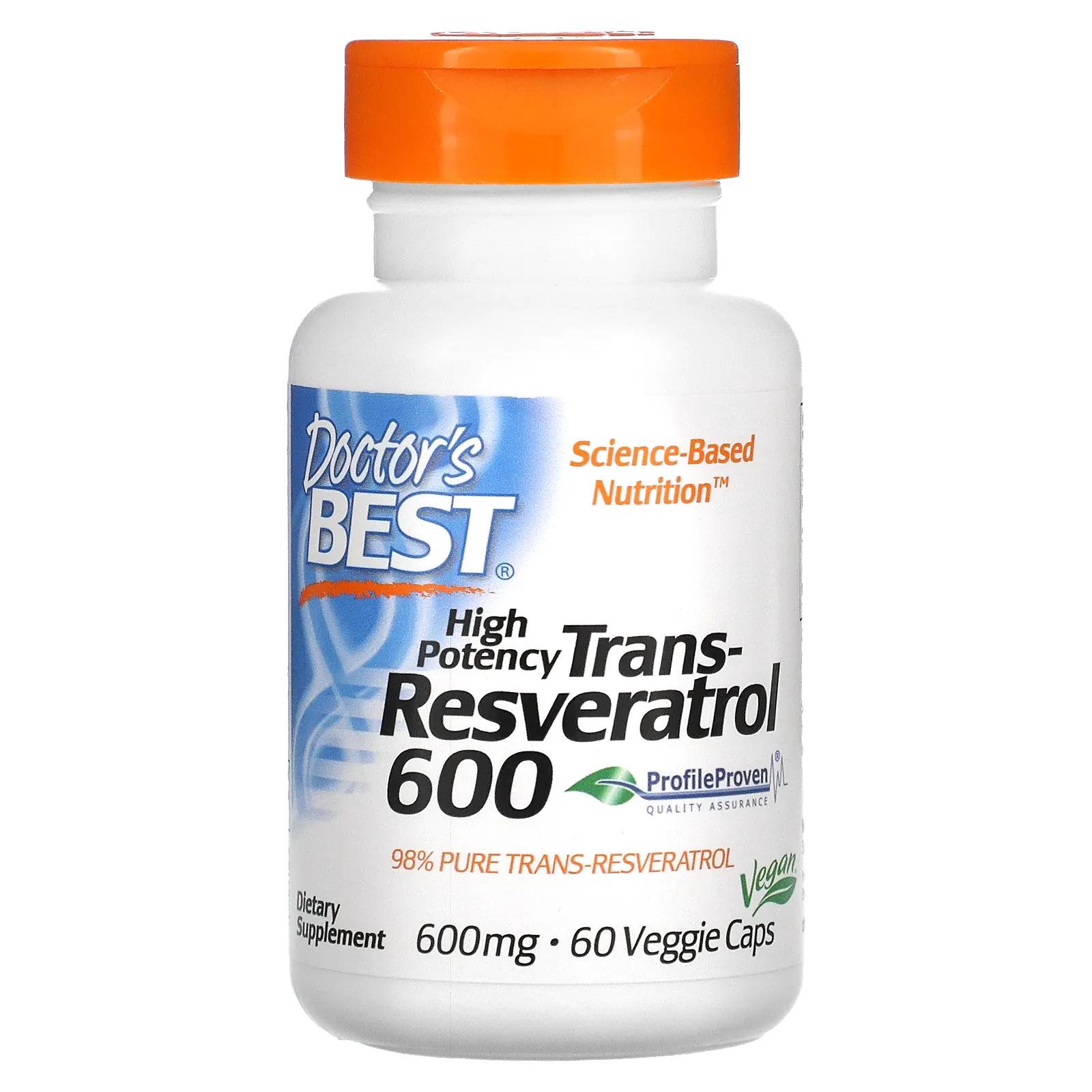 Doctor's Best High Potency Trans-Resveratrol 600 mg 60 Veggie Caps