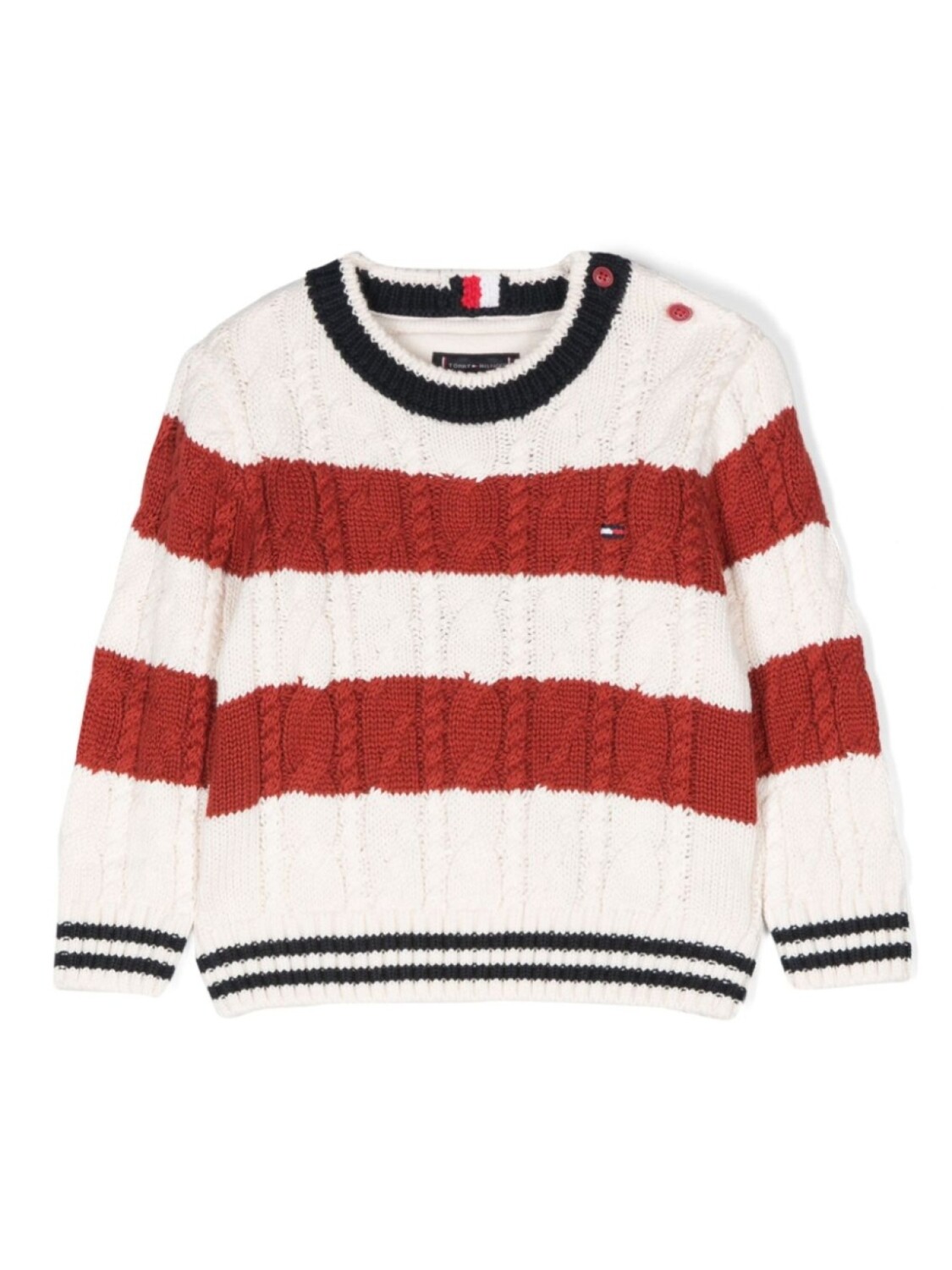 

Полосатый джемпер фактурной вязки Tommy Hilfiger Junior, белый