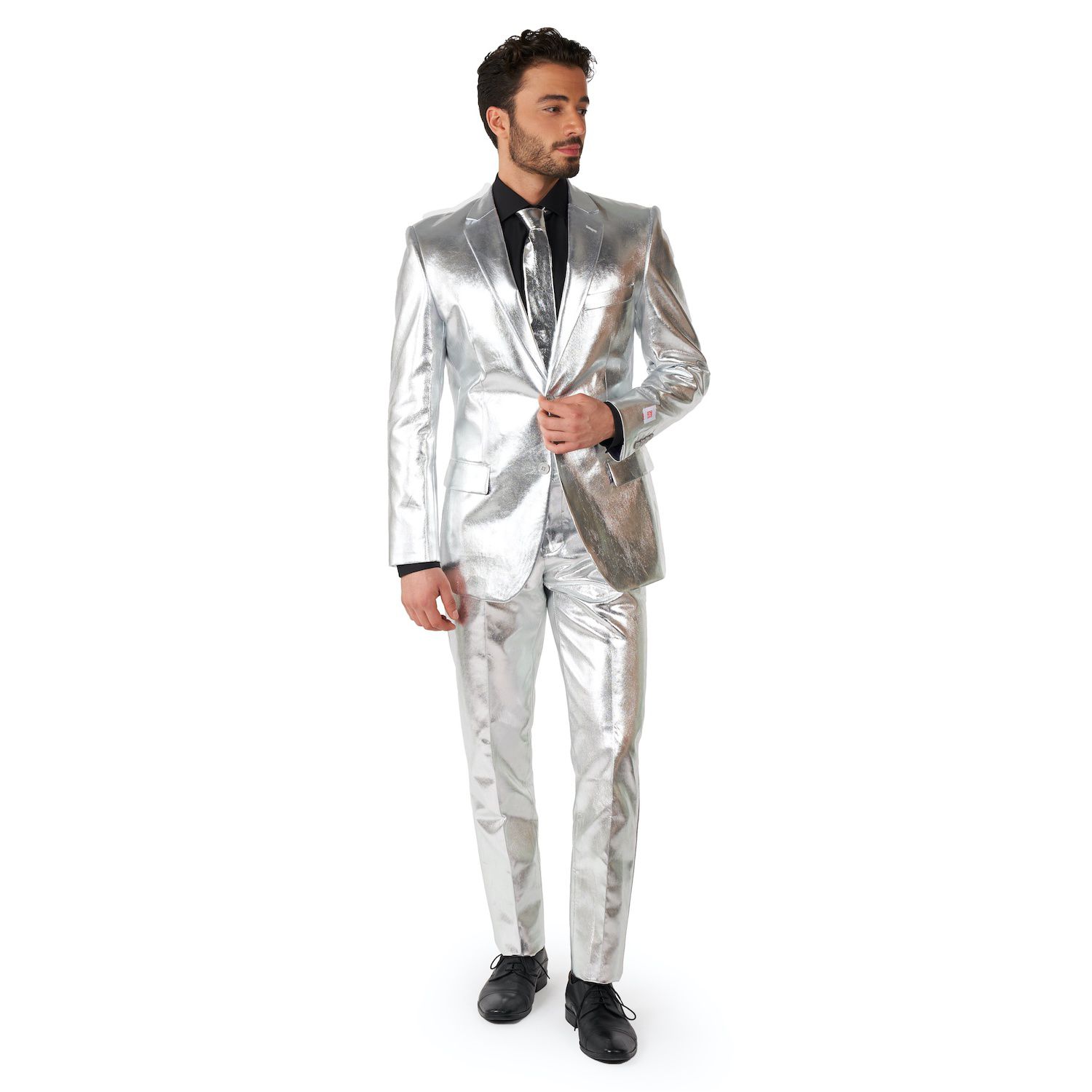 Мужской блестящий серебряный костюм с галстуком для вечеринки OppoSuits, серебряный