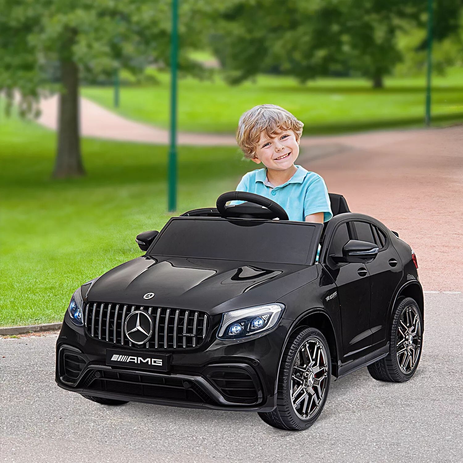 

Aosom 12 В игрушечный автомобиль для детей с дистанционным управлением Mercedes Benz AMG GLC63S купе 2 скорости с музыкой электрический свет красный Aosom, красный