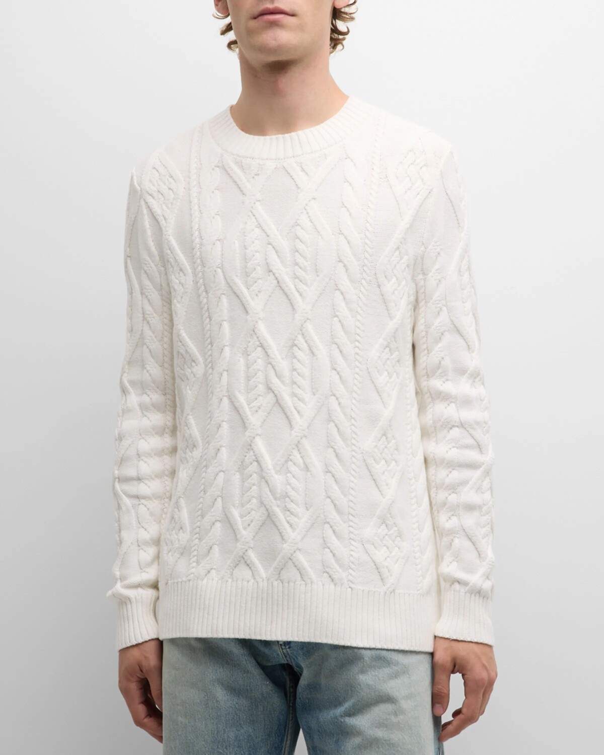 

Мужской свитер косой вязки Liam SER.O.YA, цвет White
