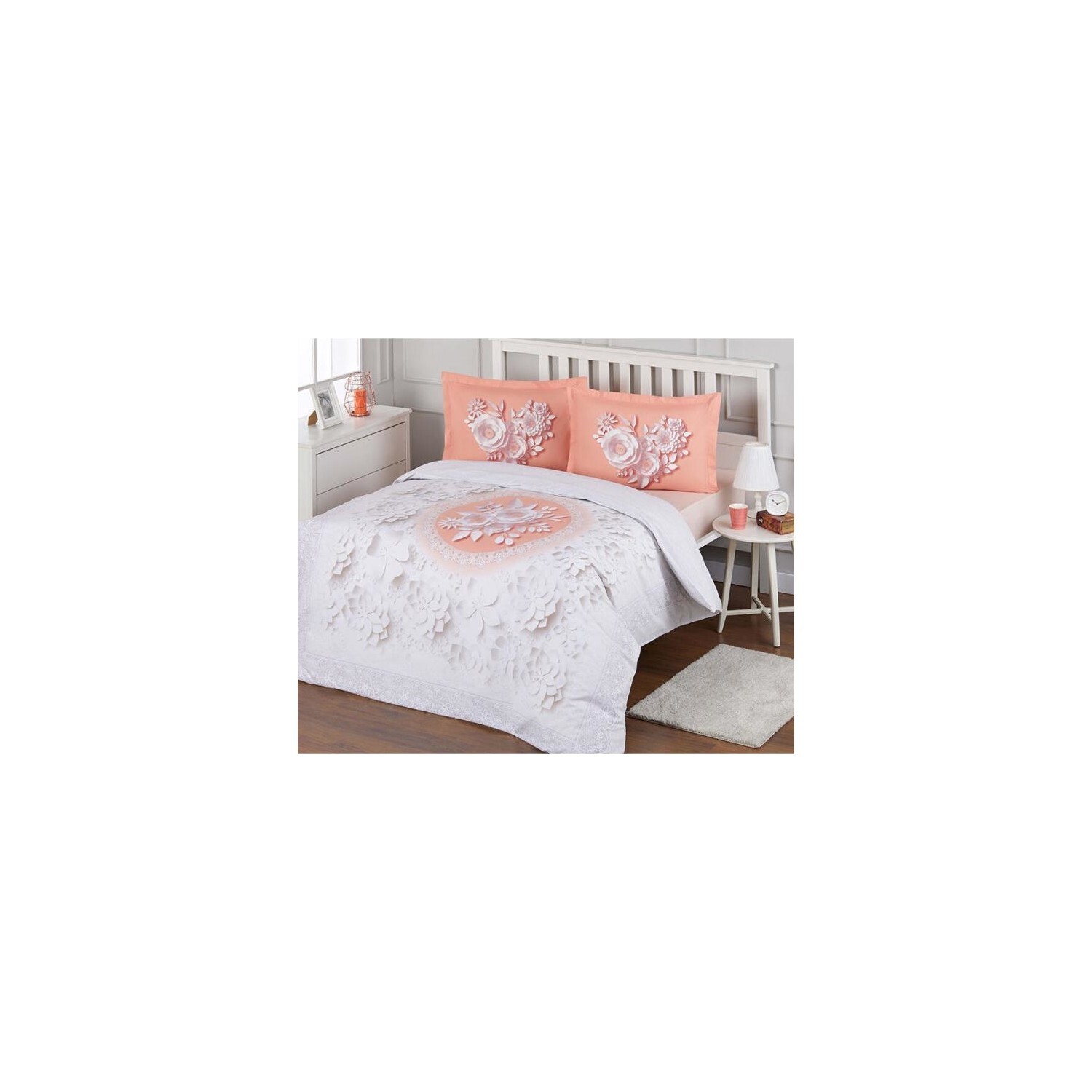 

Комплект постельного белья Эластичный пододеяльник Ozdilek Carsaf Tk Pair Lively Roses Salmon