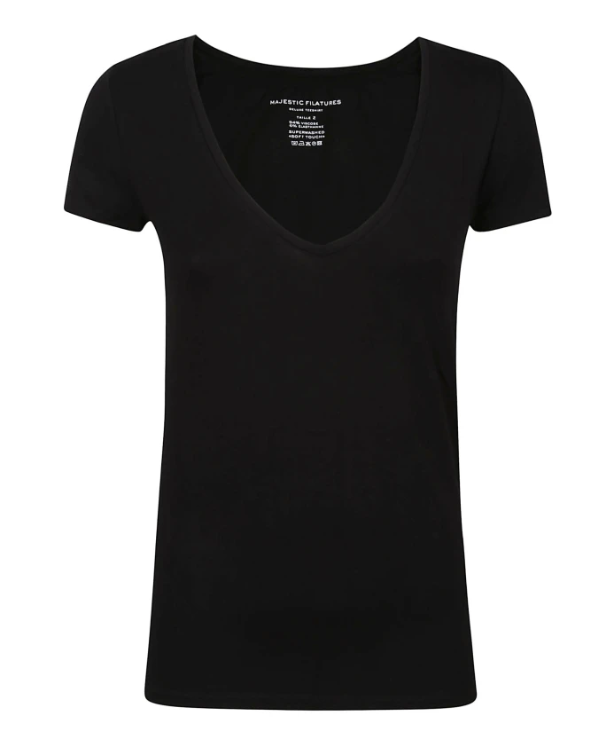 

Футболка с короткими рукавами и v образным вырезом Majestic Filatures, черный