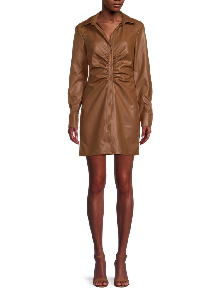 

Однотонное платье-рубашка Riley из веганской кожи Rd Style, цвет Cognac Brown