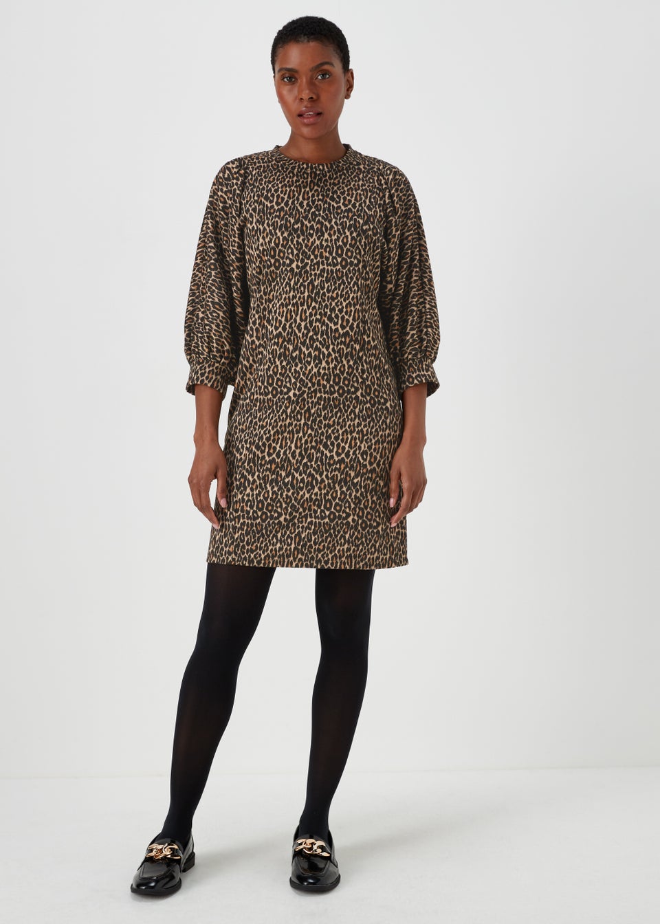 Светло-коричневое жаккардовое платье с леопардовым принтом Papaya платье intimissimi коричневое 44 размер