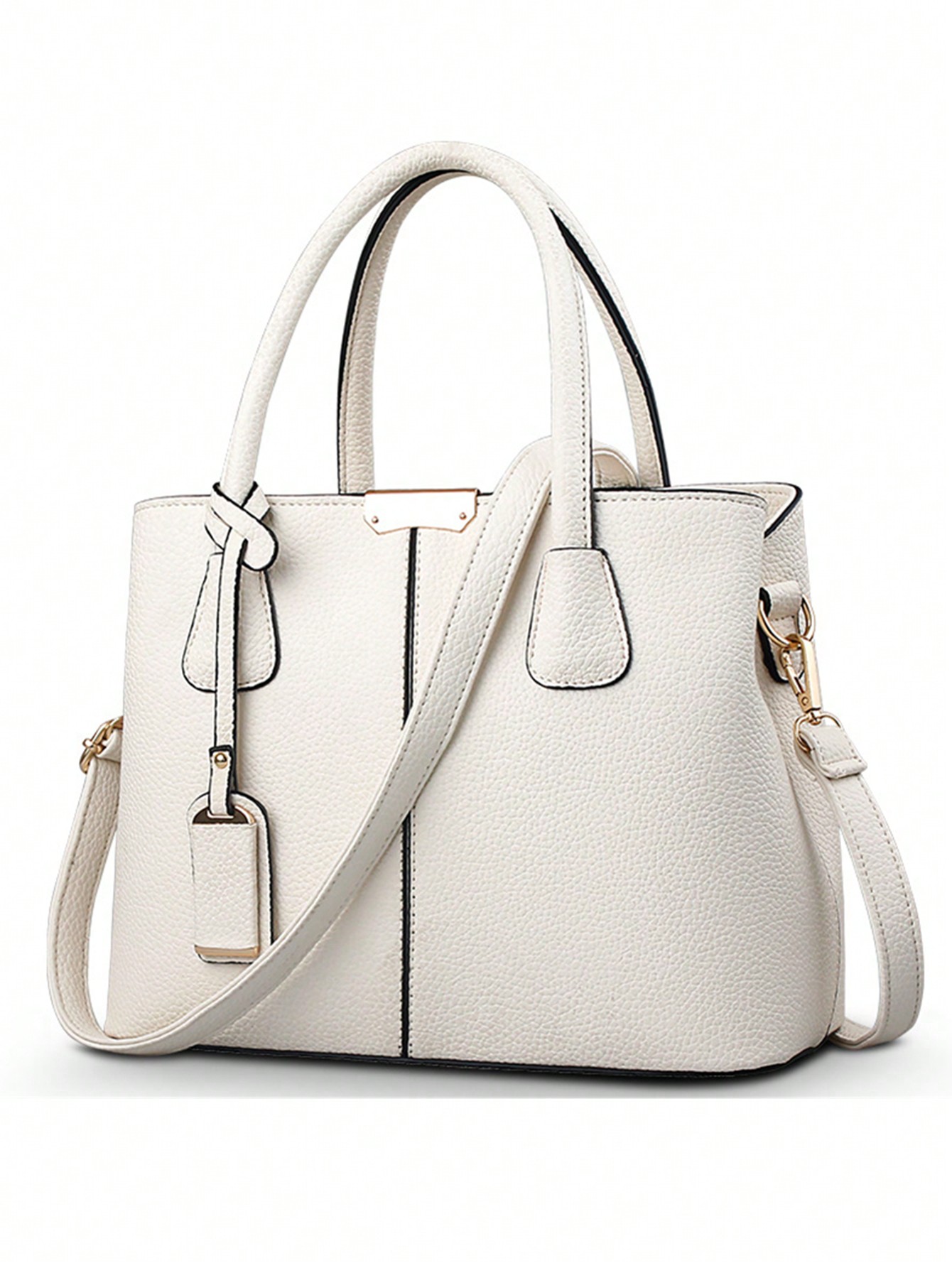 цена 2023 Новая модная женская сумка с узором личи с плечевым ремнем, белый