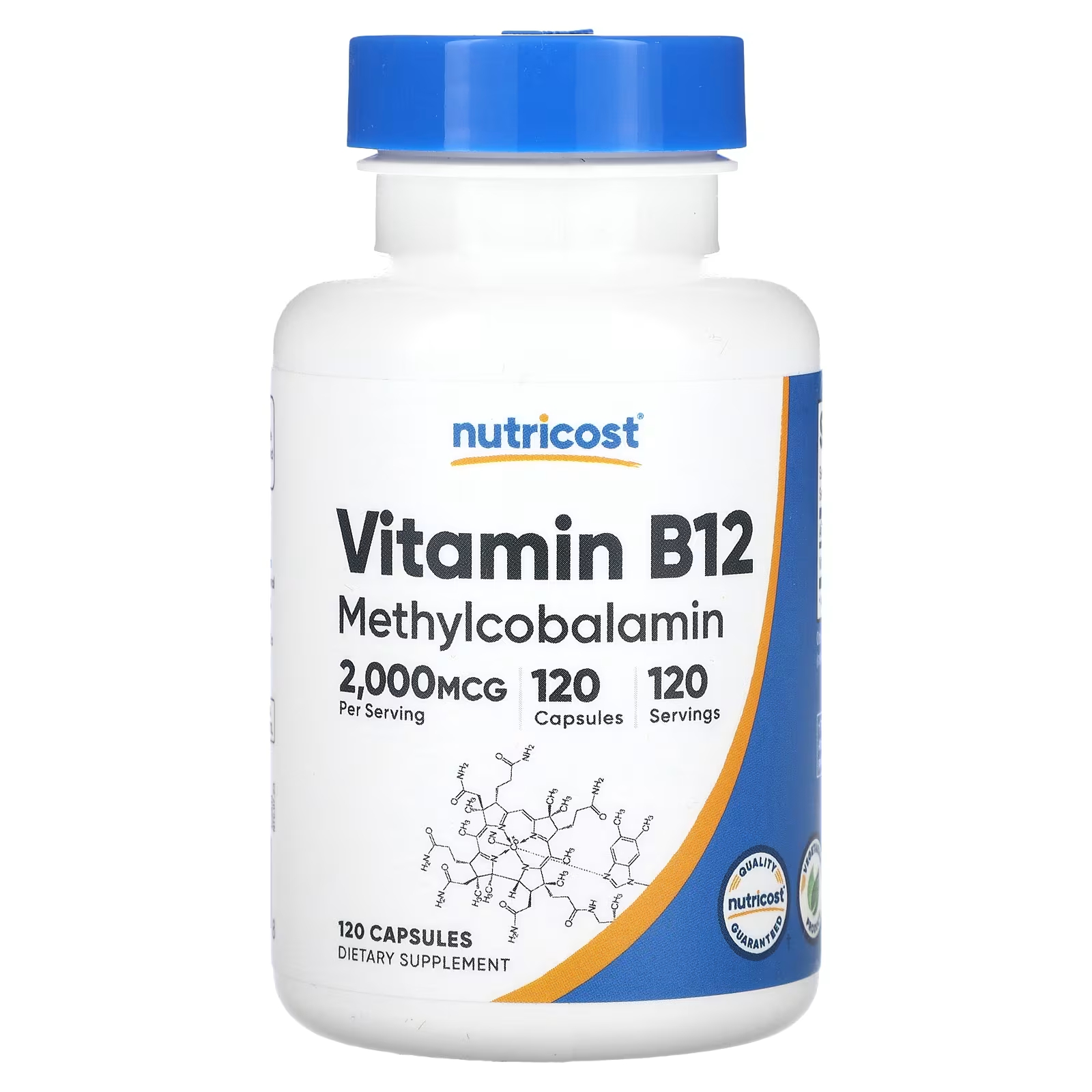 Витамин B12 Nutricost 2000 мкг, 120 капсул progress labs витамин b12 1000 мкг пробиотик 120 капсул