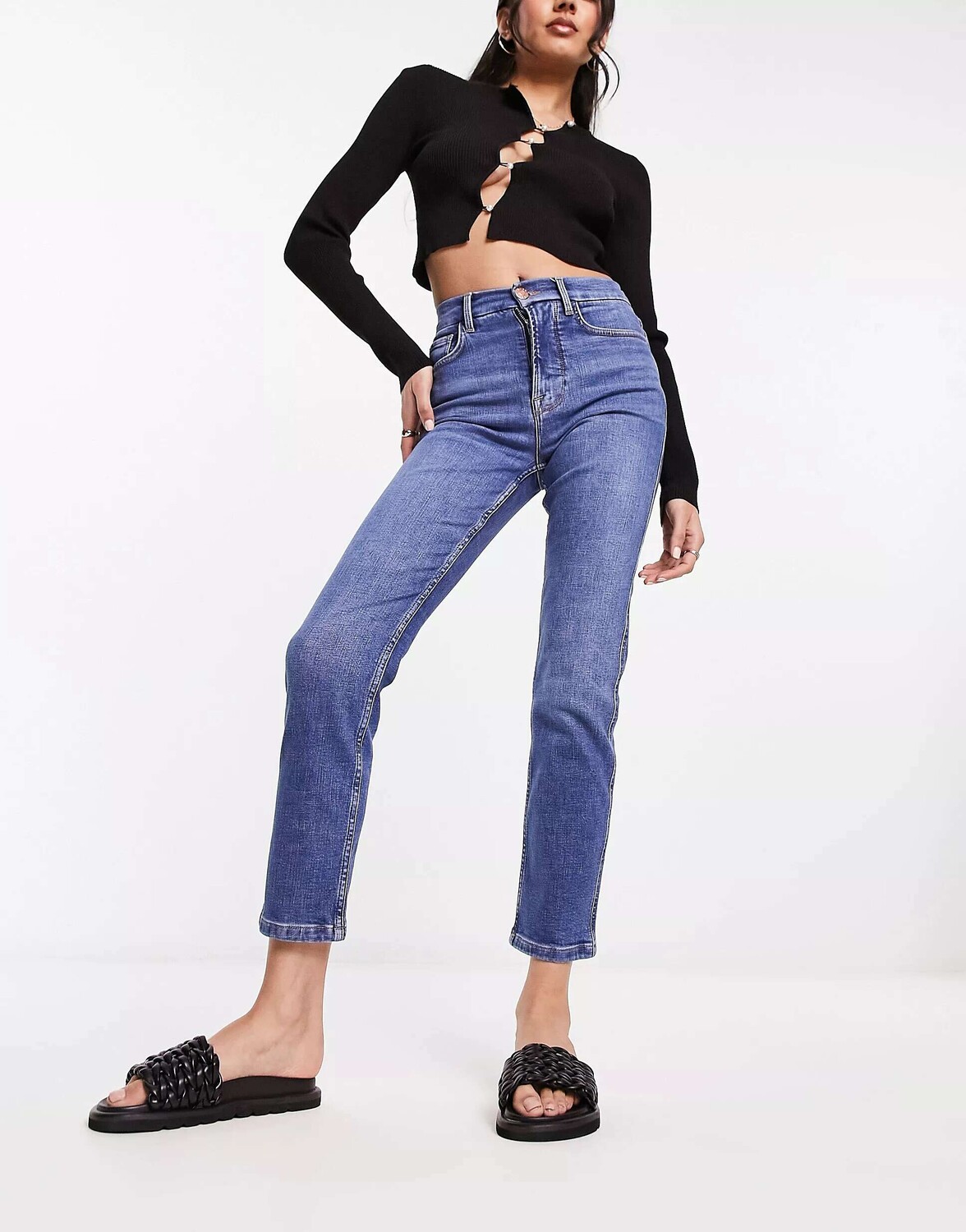 

Узкие джинсы River Island из денима среднего синего цвета
