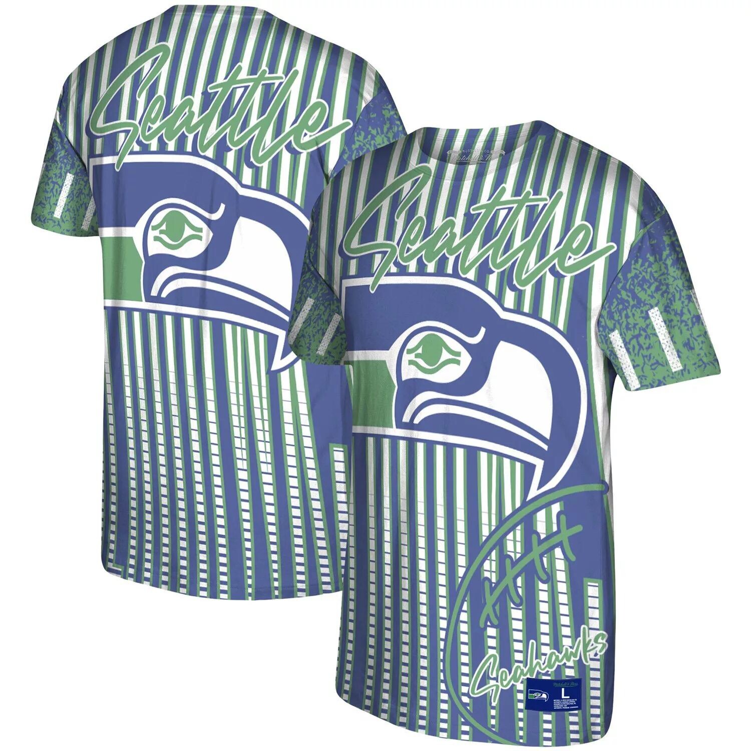 

Мужская футболка с историческим логотипом Mitchell & Ness Royal Seattle Seahawks Jumbotron