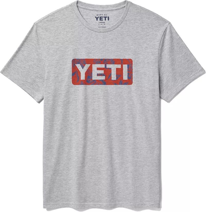 

Мужская футболка Yeti с коротким рукавом и цветочным логотипом, серый