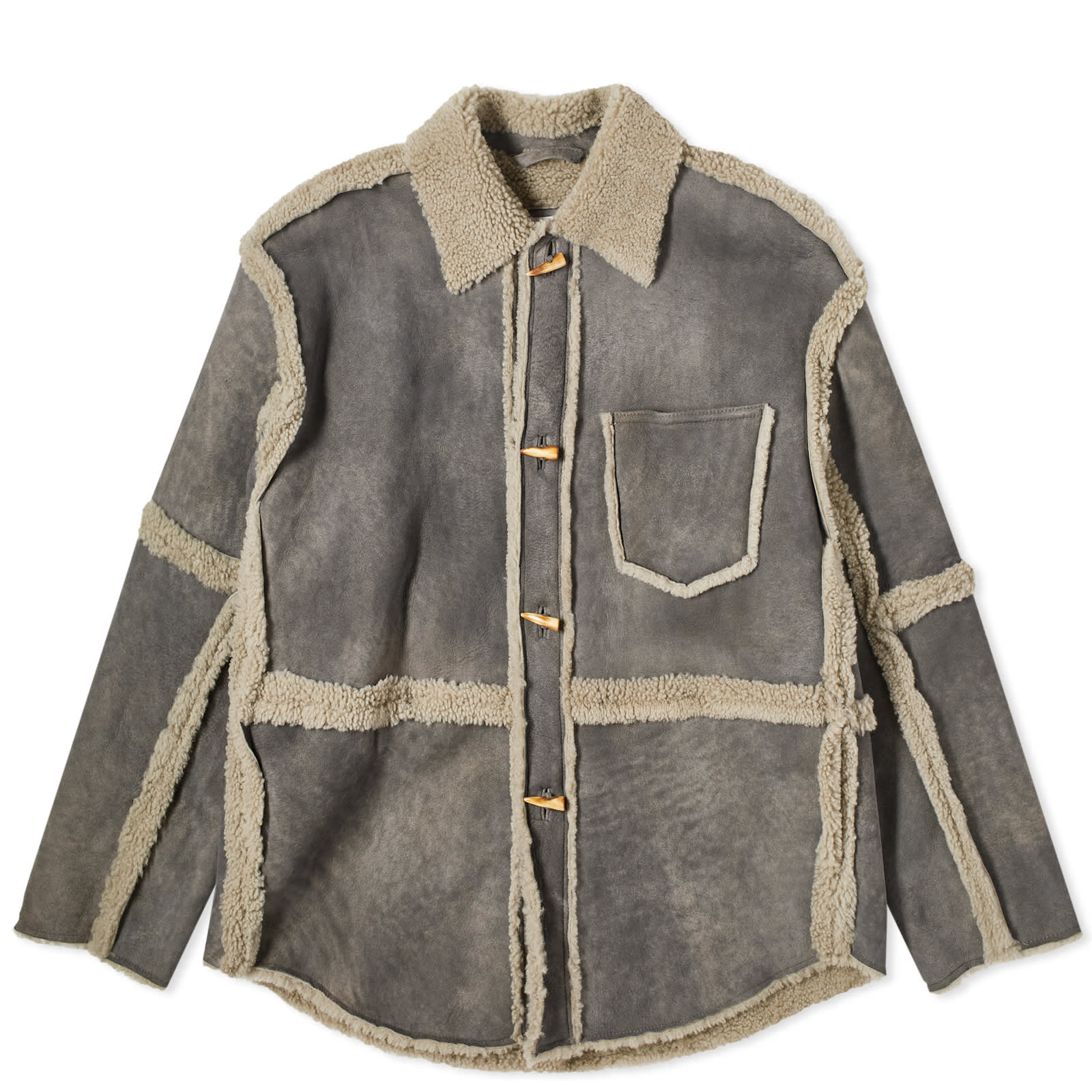 цена Куртка Acne Studios Larrie Shearling Shirt, серо-коричневый
