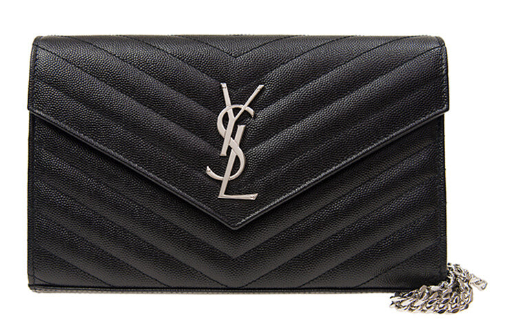 

Сумка женская Saint Laurent из воловьей кожи с цепочкой, чёрный