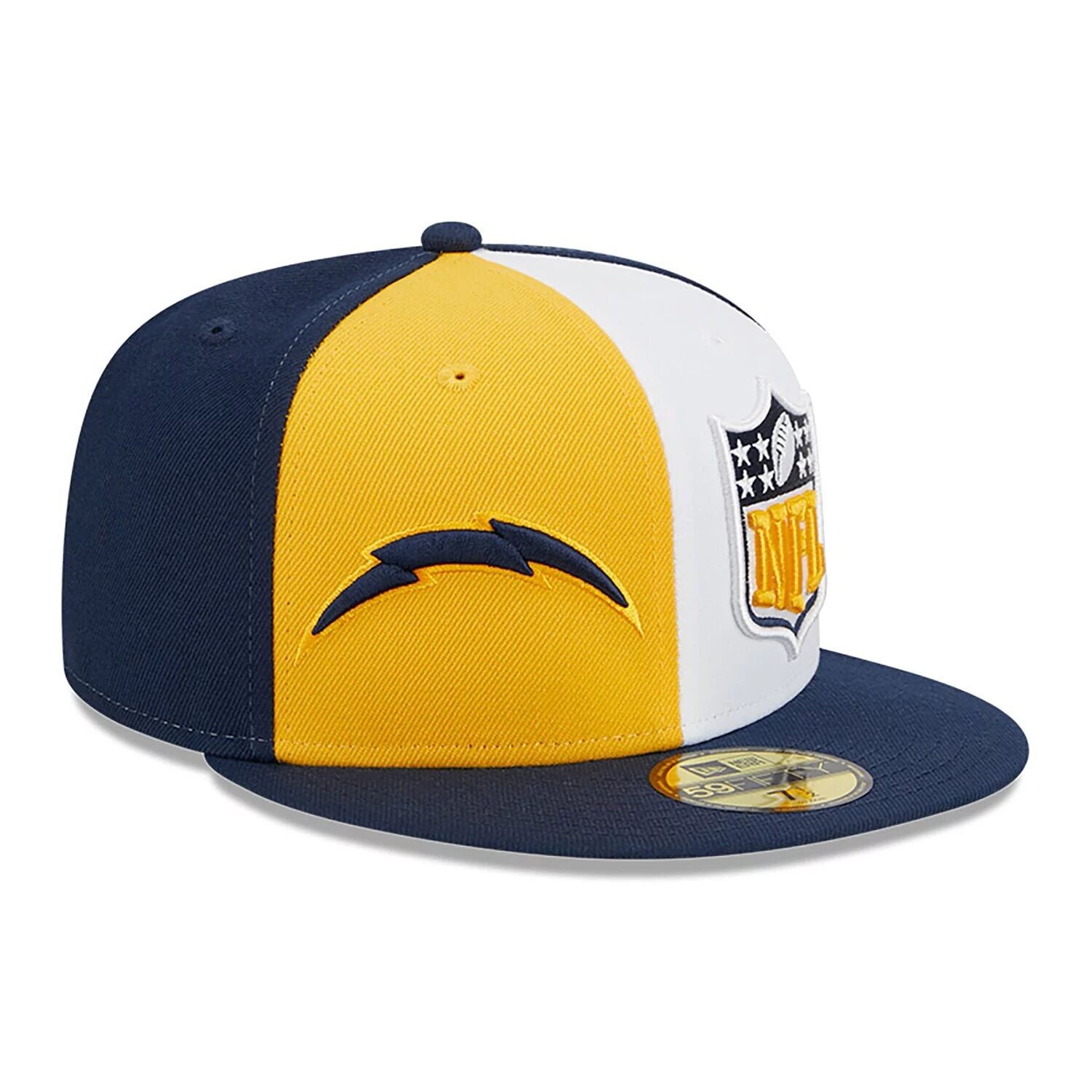 

Мужская облегающая шляпа New Era Gold/темно-синего цвета Los Angeles Chargers 2023 Sideline 59FIFTY