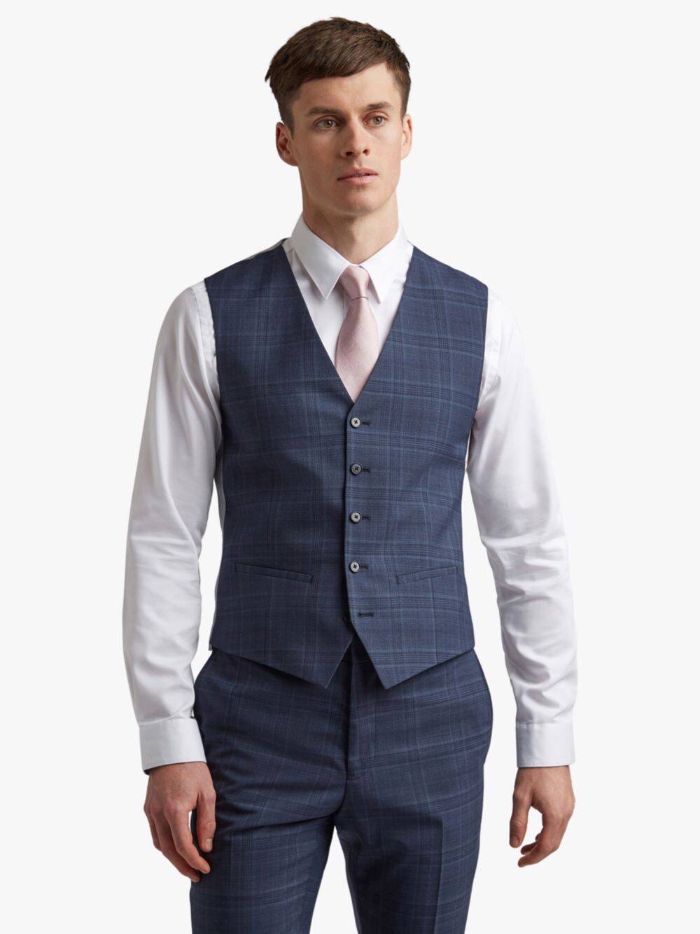 

Жилет из смесовой шерсти приталенного кроя Ted Baker Chesil, темно-синий