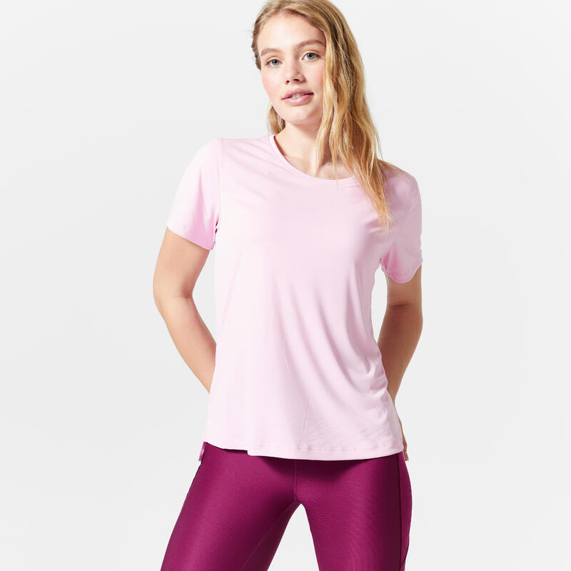 Спортивная футболка женская - 120 розовый DOMYOS, цвет rosa футболка domyos спортивная 50 размер