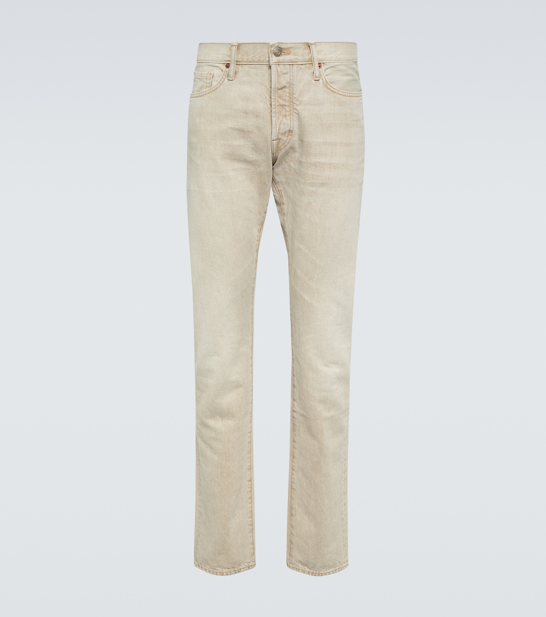 цена Узкие джинсы со средней посадкой Tom Ford, бежевый