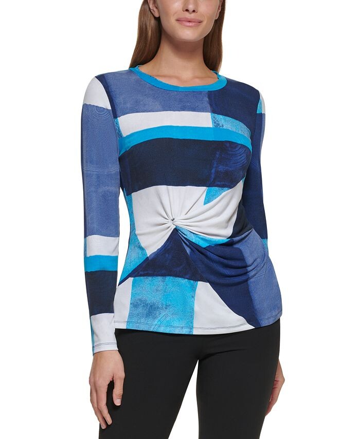 

Топ с узлом по бокам (L/S) DKNY, синий