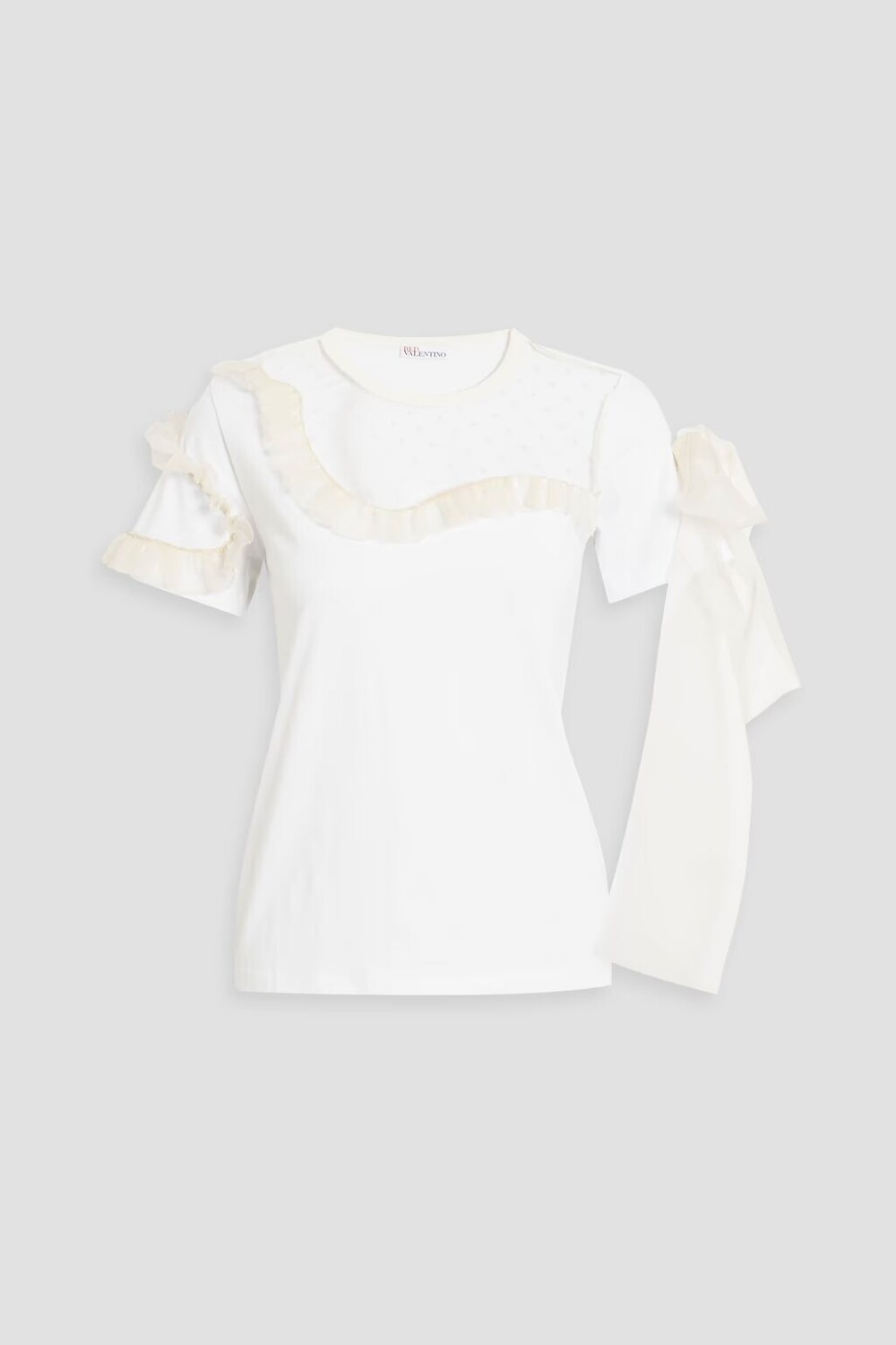 

Футболка из хлопкового джерси с рюшами Redvalentino, белый