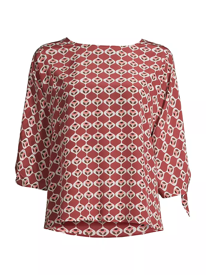 

Adone Шелковая блузка с геометрическим узором Weekend Max Mara, цвет rust
