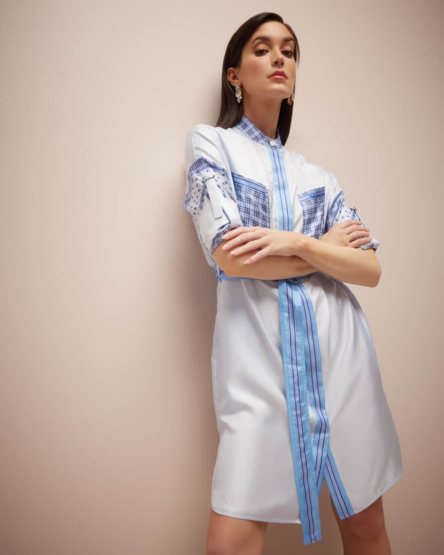

Шелковое платье-рубашка с поясом и принтом Sofia Toile Burberry