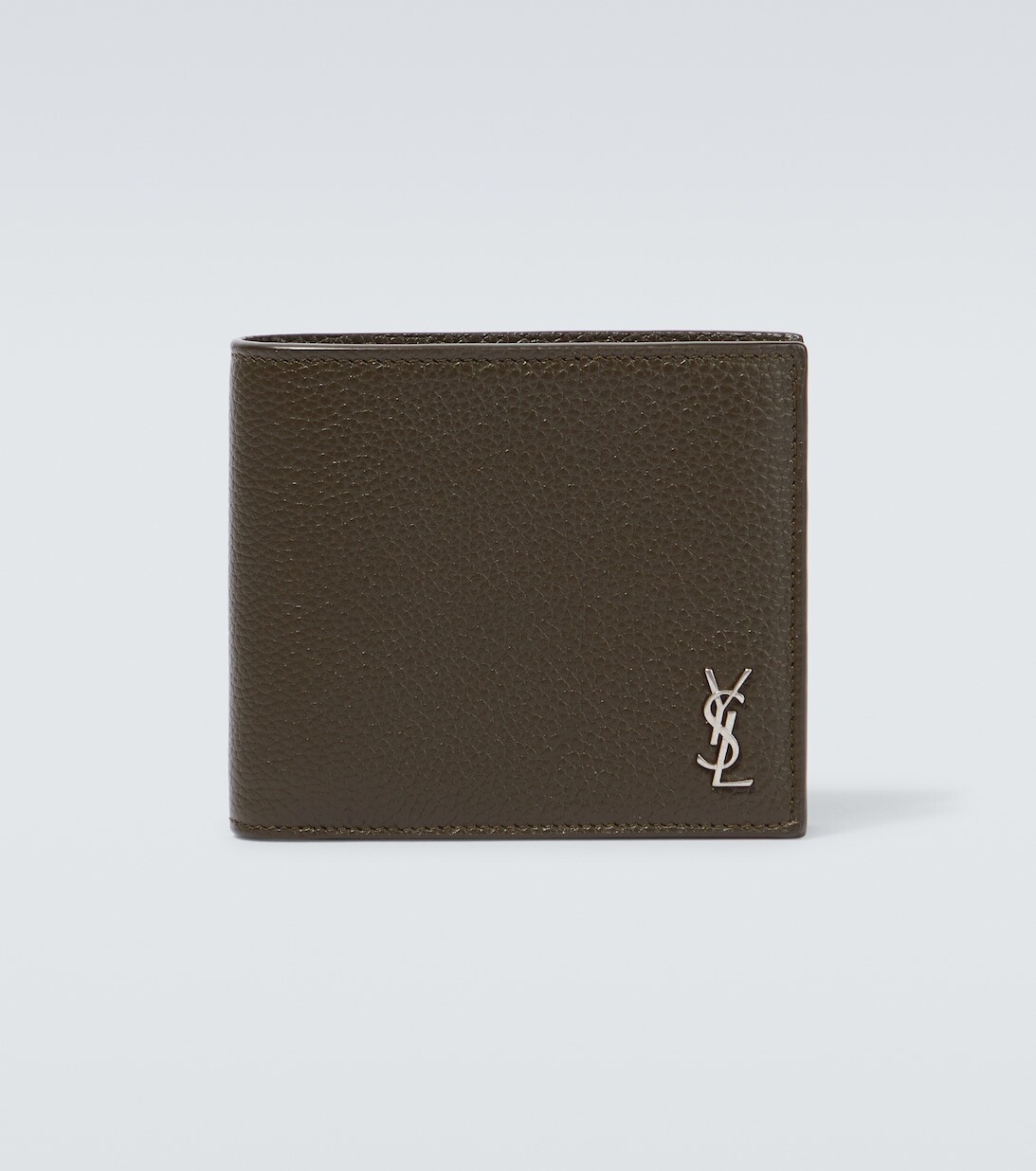 

Кожаный кошелек с металлическим логотипом Saint Laurent, зеленый