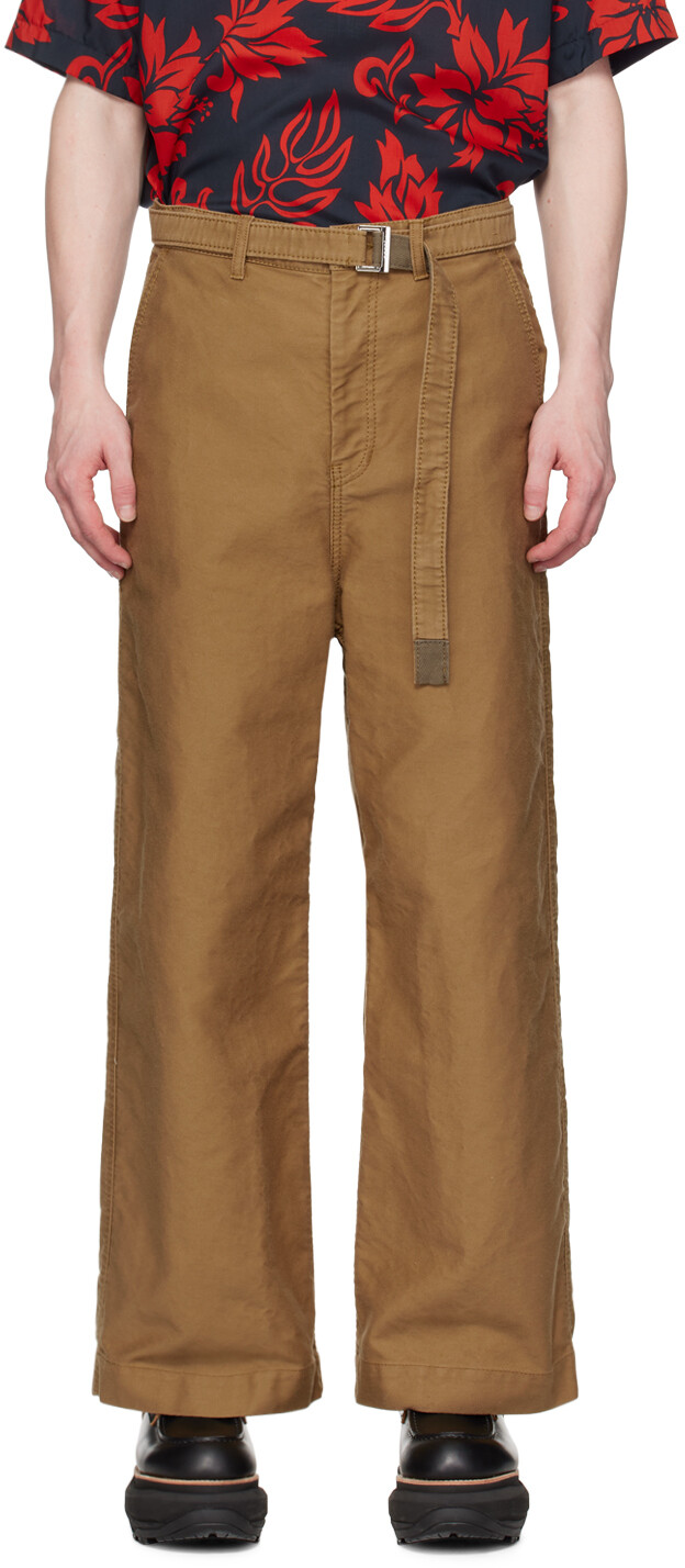 

Бежевые брюки с поясом Sacai, цвет Beige