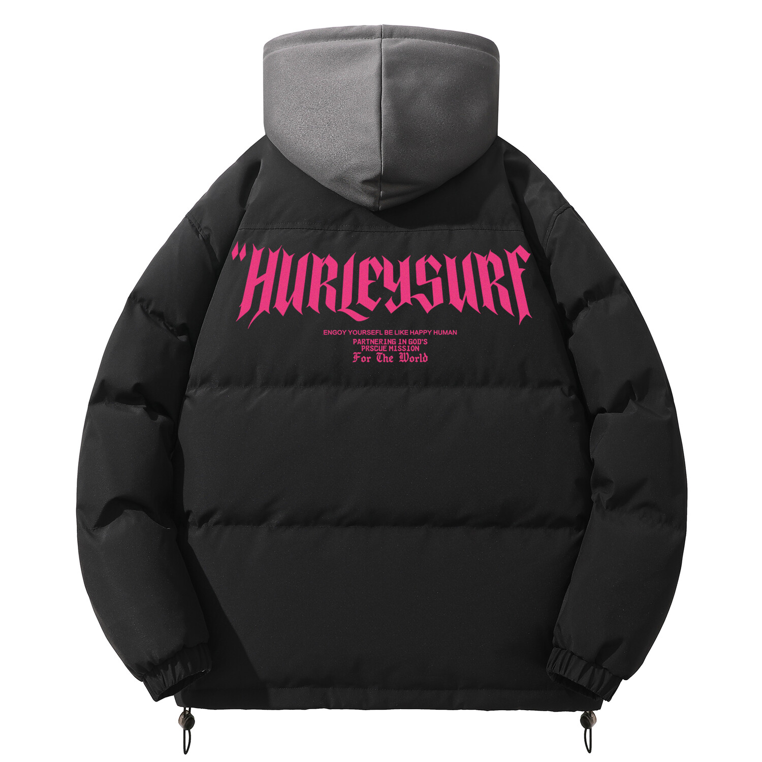 

Пуховик унисекс Hurley, Бордовый красный подделка из двух штук
