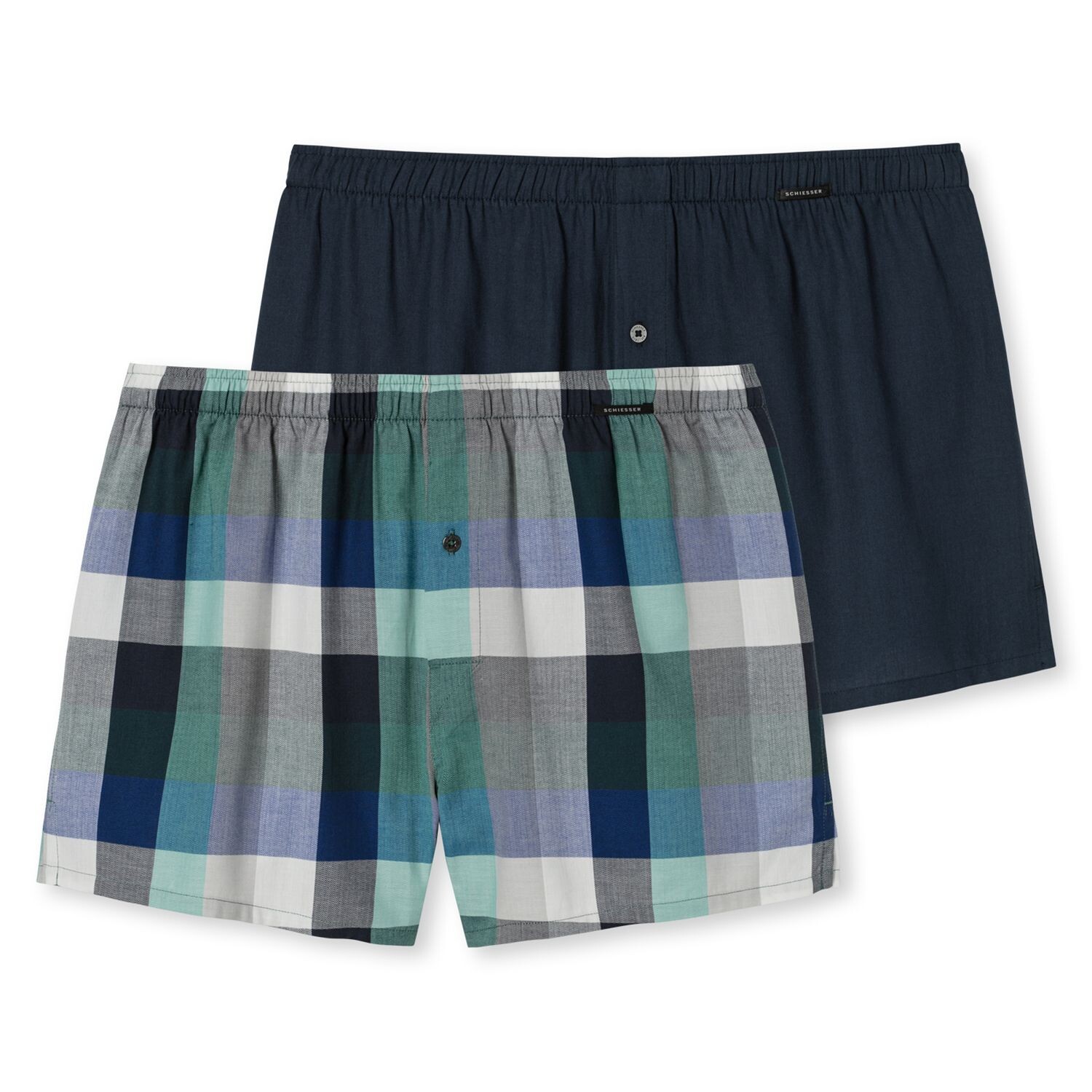 

Боксеры Schiesser Webboxershorts 2 шт, цвет Navy-Grün Kariert