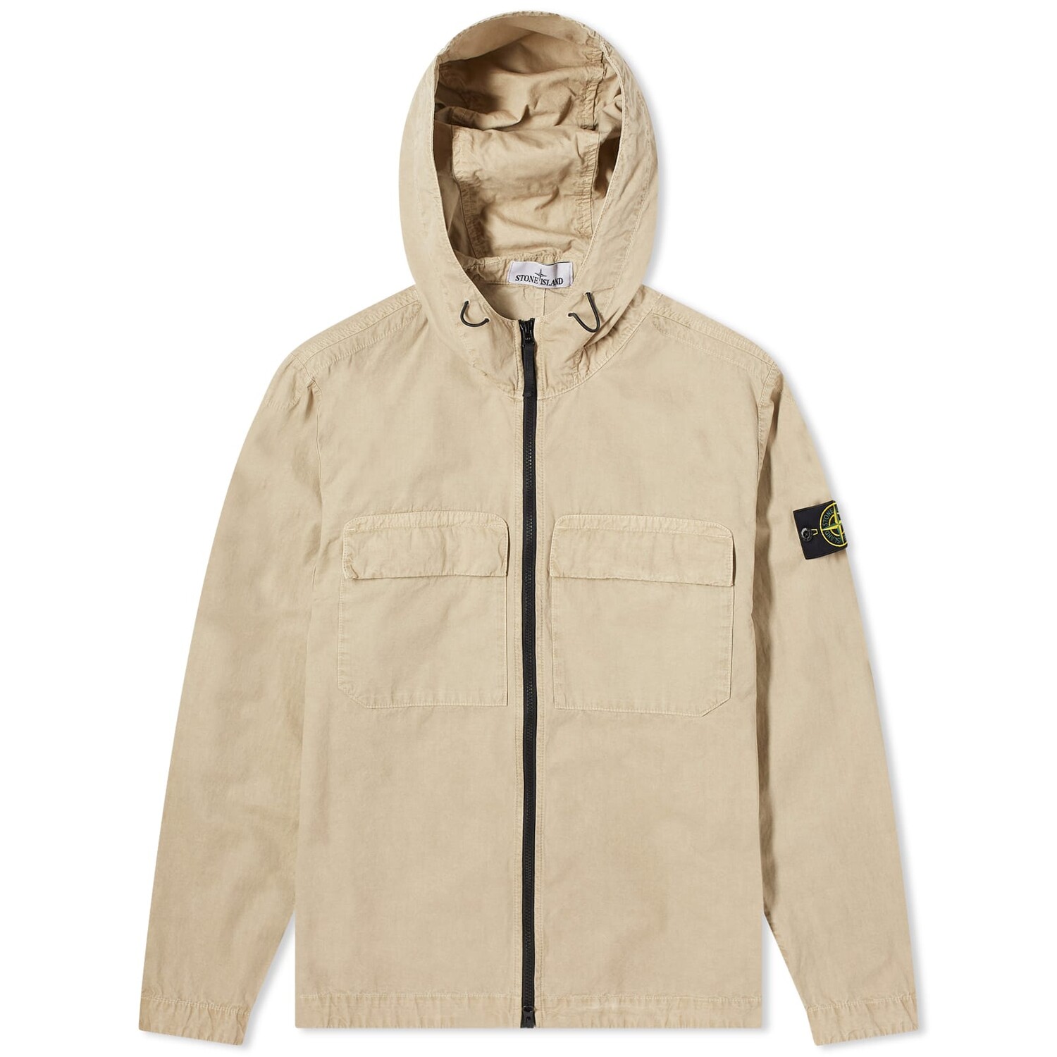 

Рубашка Stone Island Brushed Cotton Canvas Hooded Overshirt, песочный