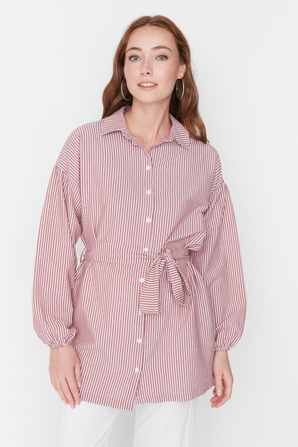 

Рубашка - Бордовый - Классический крой Trendyol Modest, бордовый