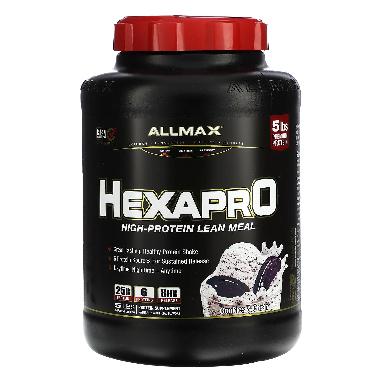 ALLMAX Nutrition Hexapro высокобелковое обезжиренное питание вкус печенья со сливками. 2,27 кг (5 фунтов) allmax nutrition hexapro высокобелковое обезжиренное питание вкус печенья со сливками 2 27