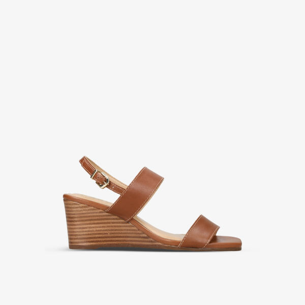 

Кожаные босоножки Jetset на танкетке Carvela, цвет tan