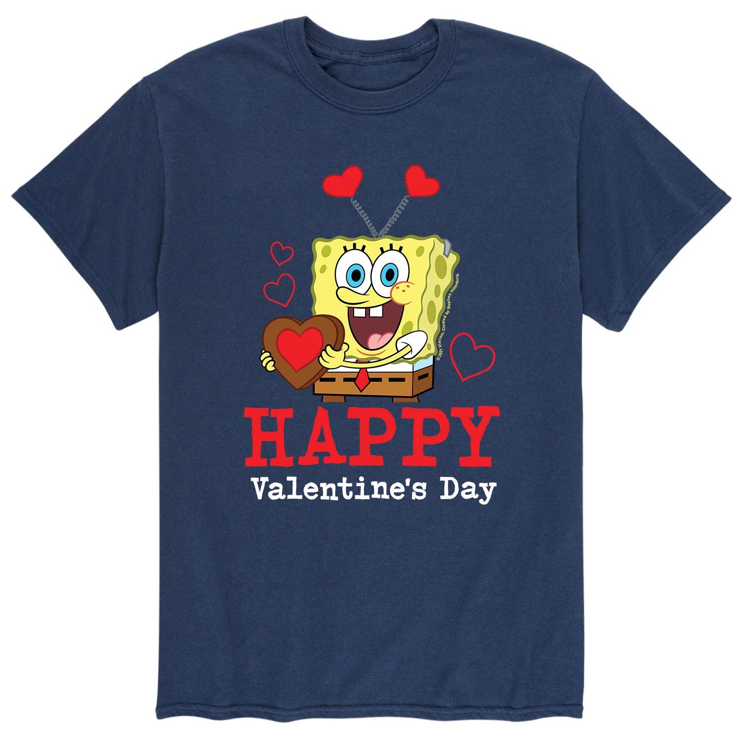 Мужская футболка с изображением Губки Боба ко Дню святого Валентина Licensed Character