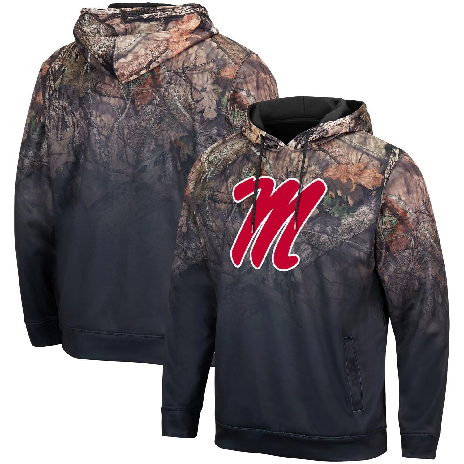 

Мужской черный пуловер с капюшоном Ole Miss Rebels Mossy Oak Colosseum