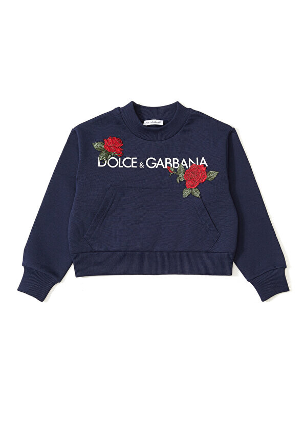 

Темно-синий свитшот для девочек с нашивками Dolce&Gabbana
