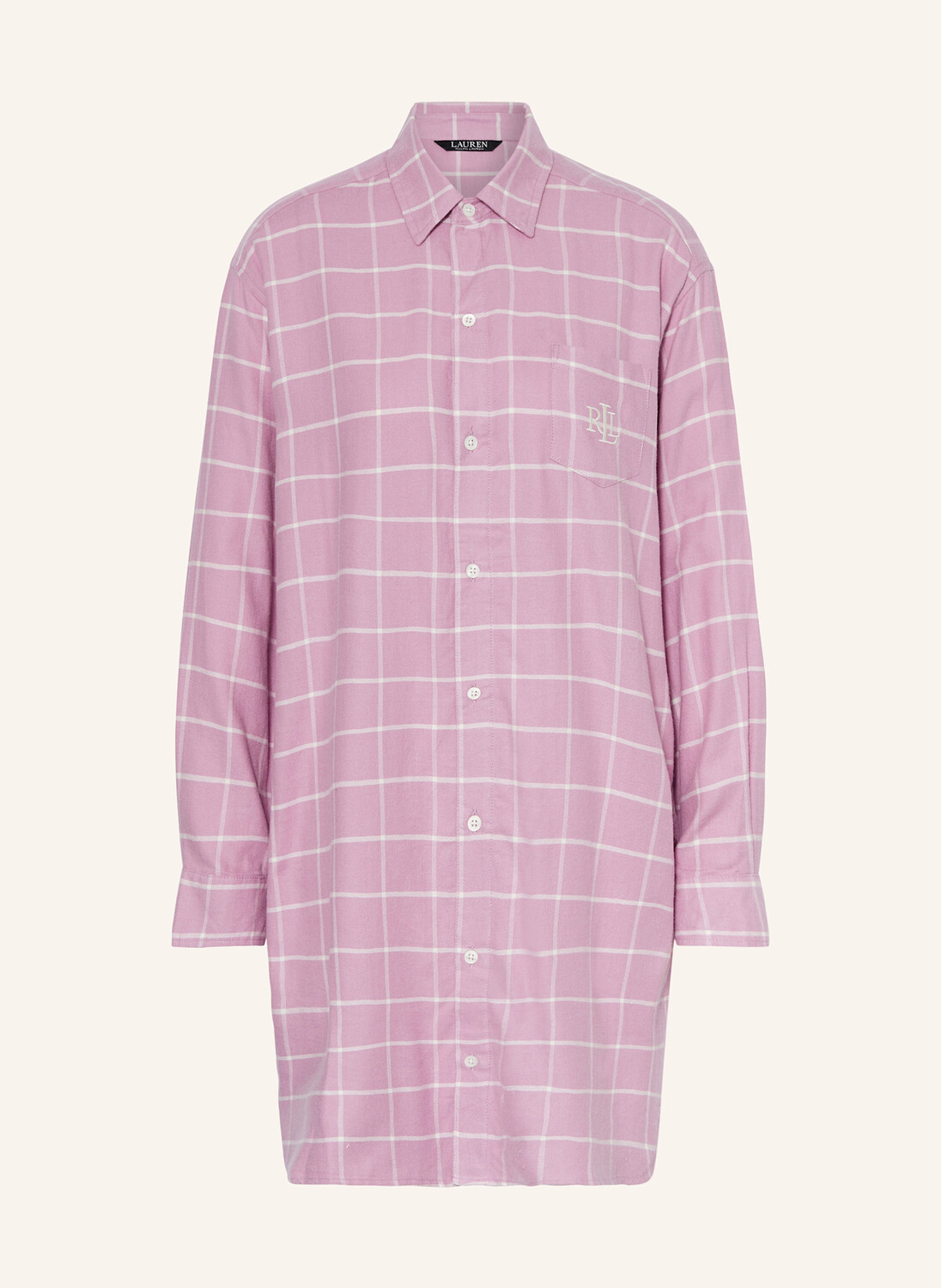 

Фланелевая ночная рубашка LAUREN RALPH LAUREN, розовый/белый