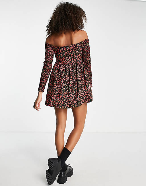

Черное пышное платье мини с корсажем ASOS DESIGN
