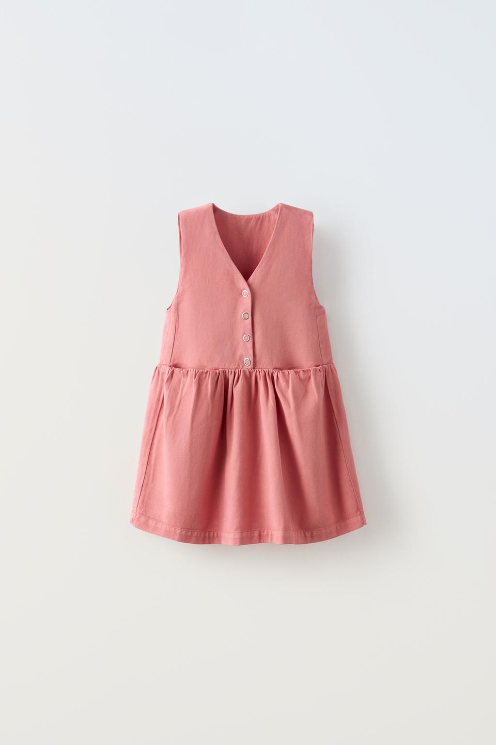 Струящее платье на кнопках ZARA, розовый