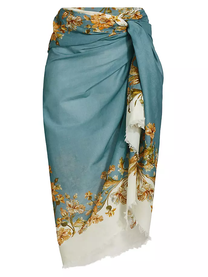 

Завязанный цветочный саронг Zimmermann, цвет blue daisy floral